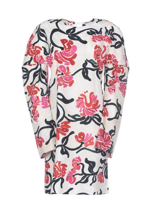 Matchesfashion.com Marni - Abstract Floral-print Cotton-poplin Dress - Womens - Ivory Multi