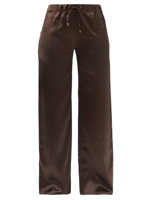 Matchesfashion.com Ludovic De Saint Sernin - Wide-leg Satin Trousers - Womens - Dark Brown