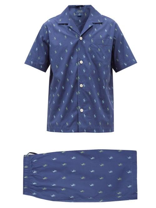 Polo Ralph Lauren - Logo-print Cotton Pyjamas - Mens - Navy Multi