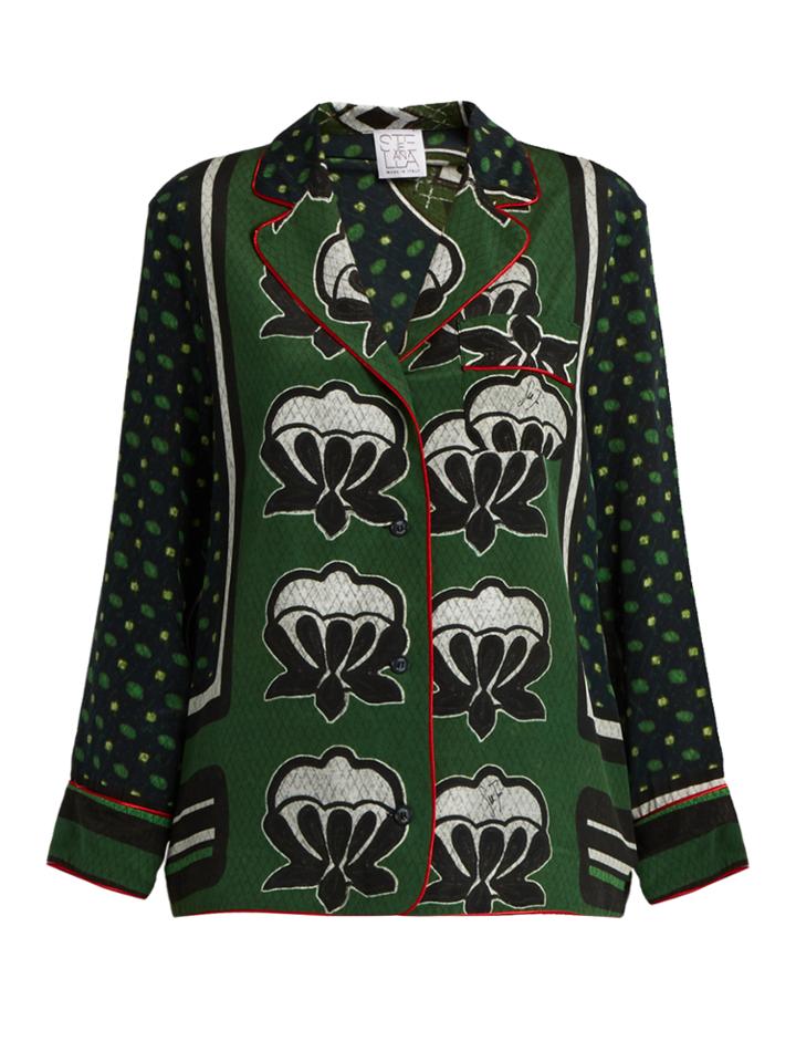 Stella Jean Zuccherata Graphic-print Silk Blouse