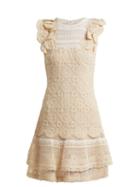 Matchesfashion.com Jonathan Simkhai - Ruffle Trimmed Macram Lace Dress - Womens - Cream