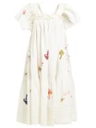 Matchesfashion.com Story Mfg - Aida Embroidered Linen Blend Dress - Womens - White Multi