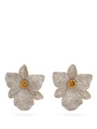 Matchesfashion.com Begum Khan - Singapore Orchids 24kt Gold-plated Clip Earrings - Womens - Crystal