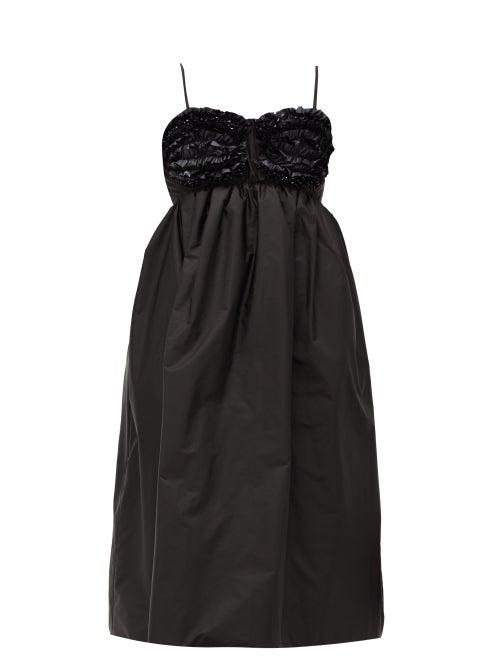 Matchesfashion.com 4 Moncler Simone Rocha - Ruffled Bead-embellished Technical-shell Dress - Womens - Black