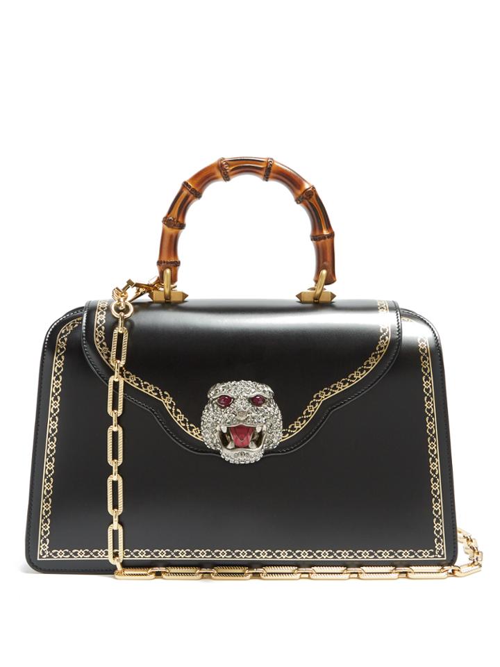 Gucci Frame-print Crystal-embellished Leather Bag