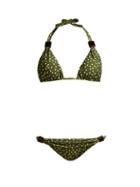 Matchesfashion.com Adriana Degreas - Mille Punti Polka Dot Print Bikini - Womens - Green White