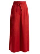 Isa Arfen Tie-waist Wide-leg Cotton Cropped Trousers