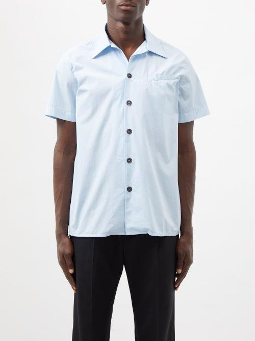 Winnie New York - Short-sleeved Cotton-poplin Shirt - Mens - Blue