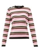 Matchesfashion.com Ganni - Crystal-button Cashmere Sweater - Womens - Pink Multi