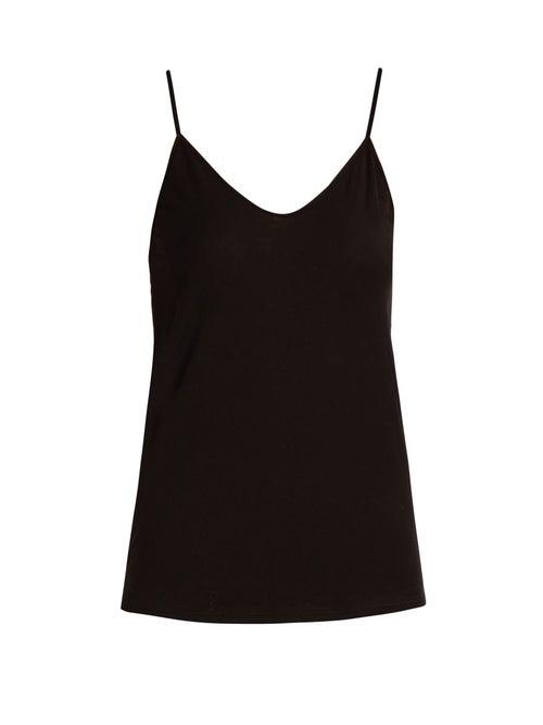 Ladies Lingerie Skin - Scoop-neck Pima-cotton Cami Top - Womens - Black