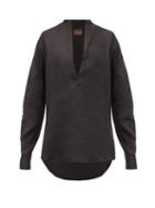 Matchesfashion.com Albus Lumen - Alois V-neck Linen Shirt - Womens - Black