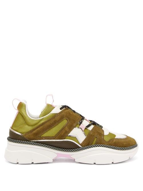 Matchesfashion.com Isabel Marant - Kindsay Suede And Canvas Panelled Trainers - Womens - Khaki Multi