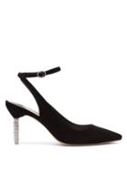 Matchesfashion.com Sophia Webster - Jasmine Crystal-embellished Suede Slingback Pumps - Womens - Black