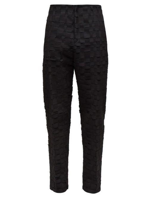 Matchesfashion.com Bottega Veneta - Intrecciato Twill Slim Leg Trousers - Mens - Black