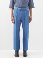 Le17septembre Homme - Belted-waist Cotton-blend Trousers - Mens - Blue