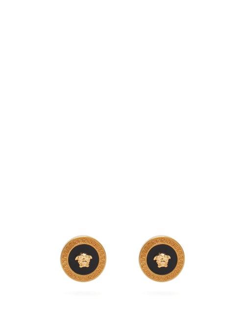 Matchesfashion.com Versace - Tribute Metal And Resin Stud Earrings - Mens - Gold