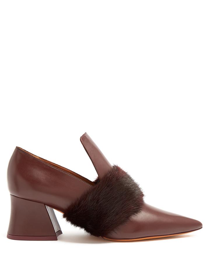 Givenchy Patricia Mink-fur Point-toe Leather Loafers