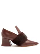 Givenchy Patricia Mink-fur Point-toe Leather Loafers