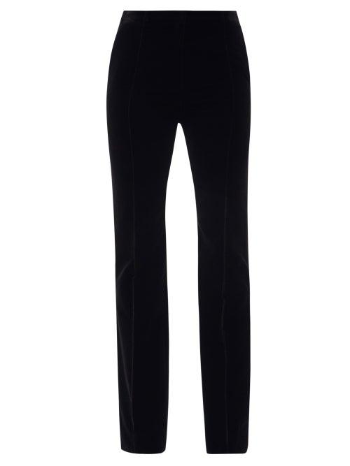 Paco Rabanne - Velvet Straight-leg Trousers - Womens - Black