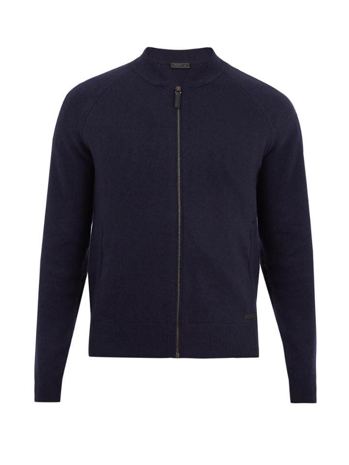 Prada Zip-through Wool And Cashmere-blend Sweater