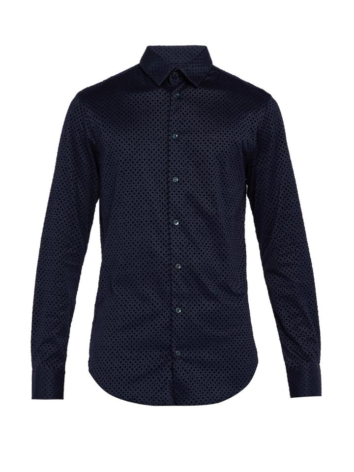 Giorgio Armani Diamond-flocked Cotton Shirt