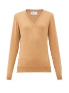 Matchesfashion.com Johnston's Of Elgin - V-neck Cashmere Sweater - Womens - Camel