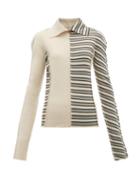 Matchesfashion.com Jil Sander - Patchwork Stripes Virgin Wool Sweater - Womens - Blue Multi