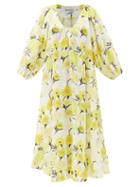 Bernadette - Georgette Floral-print Linen Maxi Dress - Womens - Yellow White