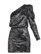 Matchesfashion.com Alexandre Vauthier - One Shoulder Zebra Sequinned Mini Dress - Womens - Silver
