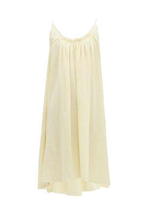 Matchesfashion.com Loup Charmant - Gathered Cotton Gauze Dress - Womens - Yellow