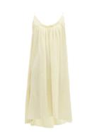 Matchesfashion.com Loup Charmant - Gathered Cotton Gauze Dress - Womens - Yellow