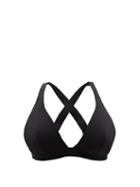 Ladies Beachwear Form And Fold - The Tri Crossover-back D-g Bikini Top - Womens - Black