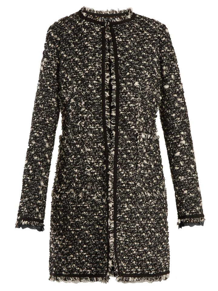 Giambattista Valli Collarless Cotton-blend Tweed Coat