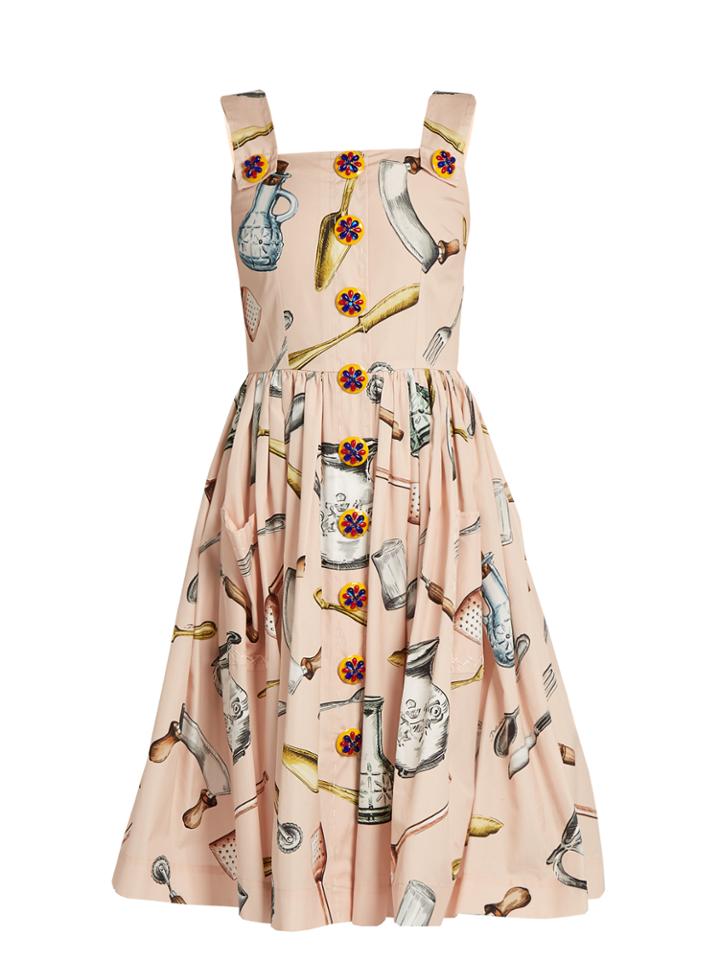 Dolce & Gabbana Utensil-print Cotton-poplin Midi Dress