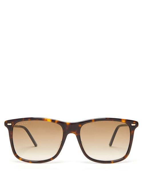 Matchesfashion.com Gucci - Tortoiseshell Square Acetate Sunglasses - Mens - Tortoiseshell