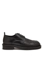 Matchesfashion.com Ann Demeulemeester - Web Embroidered Leather Derby Shoes - Mens - Black