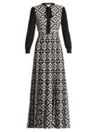 Matchesfashion.com Mary Katrantzou - Duritz Tile Print Crepe De Chine Dress - Womens - Black White