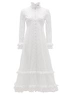 Matchesfashion.com Erdem - Miguella Cotton Broderie-anglaise Midi Dress - Womens - White