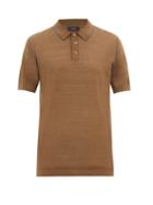 Matchesfashion.com Joseph - Intarsia Seam Wool Polo Shirt - Mens - Brown