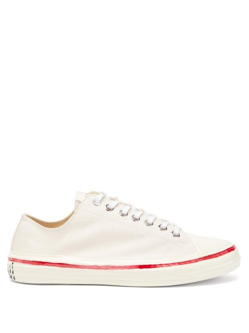 Matchesfashion.com Marni - Painted Cotton-canvas Trainers - Mens - White