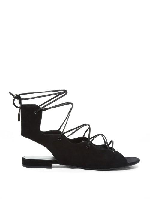 Saint Laurent Lace-up Suede Sandals
