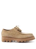 Grenson - Bennett Suede And Canvas Derby Shoes - Mens - Beige