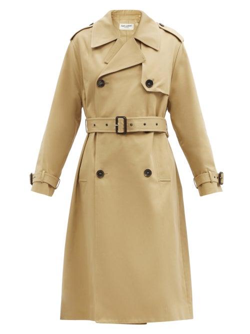 Matchesfashion.com Saint Laurent - Double-breasted Cotton-gabardine Trench Coat - Womens - Beige