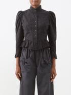 Batsheva - Grace Broderie-anglaise Cotton Blouse - Womens - Black