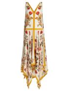 Matchesfashion.com Alexander Mcqueen - Floral Print Rouleau Button Sleeveless Dress - Womens - Ivory Multi