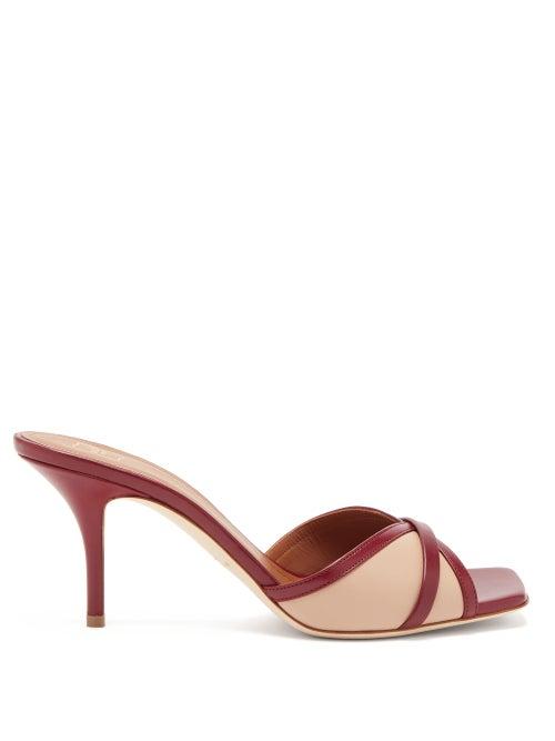 Matchesfashion.com Malone Souliers - Perla Contrast-strap Nappa-leather Mules - Womens - Burgundy