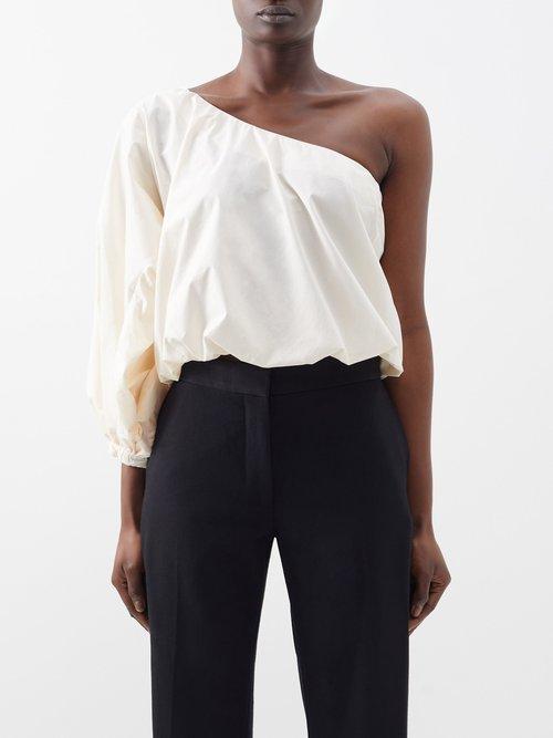 Johanna Ortiz - Florencia Asymmetric Cotton-blend Top - Womens - Cream