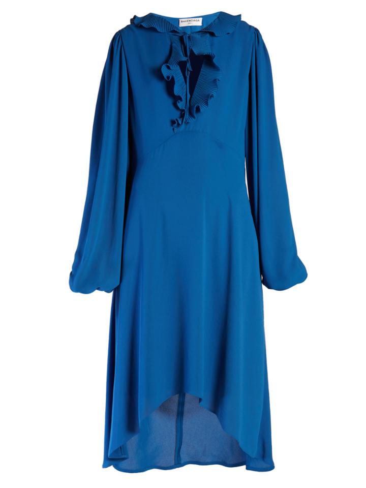 Balenciaga Ruffled Tie-neck Midi Dress