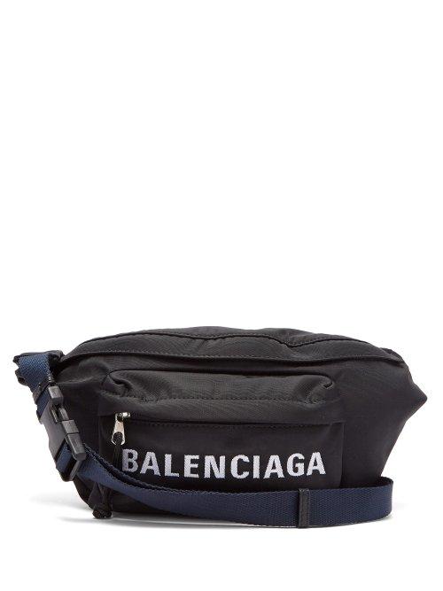 Matchesfashion.com Balenciaga - Logo Embroidered Belt Bag - Womens - Black Navy