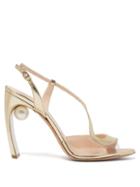 Matchesfashion.com Nicholas Kirkwood - Maeva S Pearl Heeled Leather Sandals - Womens - Light Gold